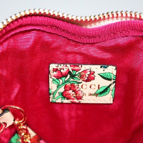 NWT Gucci Key Case Ophidia Shang Soft Brit Roses Zip Heart Pouch Floral  732232 - Picture 10 of 11